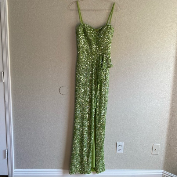 Dress the Population Dresses & Skirts - Dress The Population Kai Strapless Sequin Gown Dress Size S Lime Green New